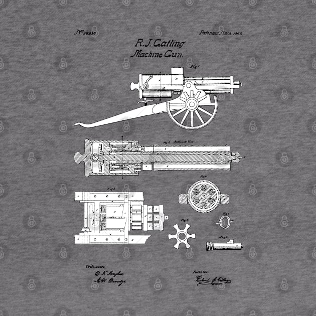 Gatling Gun Patent - 1862 Machine gun - SBpng by SPJE Illustration Photography